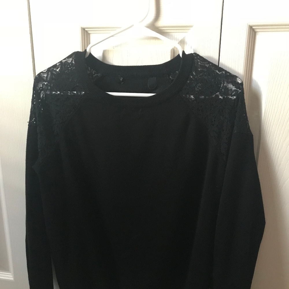Black long sleeve tee with lace